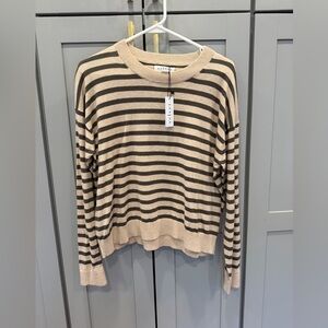 Velvet by Graham & Spencer lightweight Striped Sweater in Beige and Brown